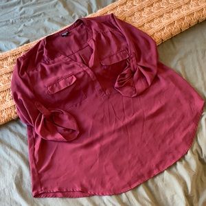 Plus Size 2X Torrid Harper Georgette Pullover Split Neck Blouse - Maroon